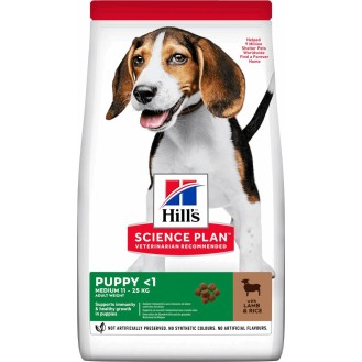 Hill's Science Plan Puppy <1 Medium 14kg Dry Food for Medium Breed Puppies with Lamb / Rice