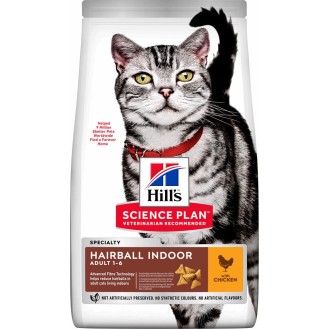 Hill's Science Plan Adult Hairball & Indoor Dry Food for Adult Cats with Chicken 1.5kg