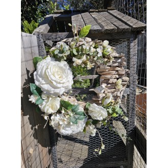 Spring Wreath in Whites decorated with almost natural flowers