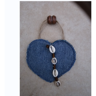 Denim tassel heart