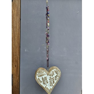 wooden embossed heart decorated, ''gouri'' in greek