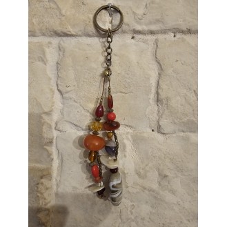 elegant style orange browns real stones key ring 