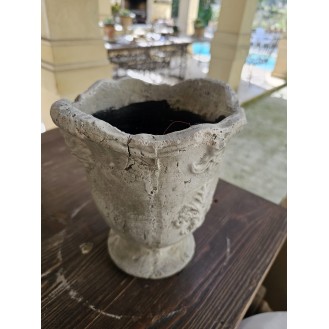 Vintage Modern Clay Vase like a Pot,Off White/Beige