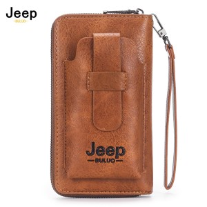 Long men's wallet PU Leather Jeep Buluo 2162-B Coffee