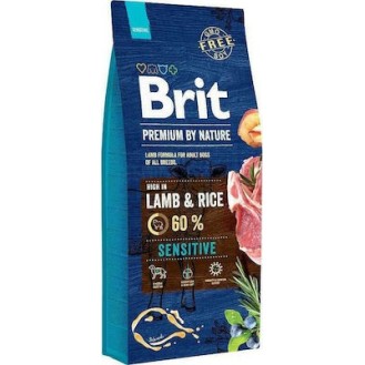 Brit Premium By Nature Adult Sensitive 15kg Dry Food for Adult Dogs with Lamb and Rice.