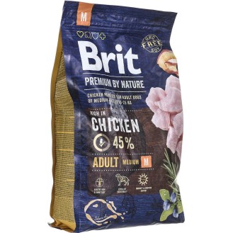 Brit Premium By Nature Adult Medium 3kg Dry Food for Medium Breed Adult Dogs with Chicken