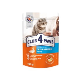 Club 4 Paws Premium With salmon in jelly. Complete canned pet food for adult cats,100gr