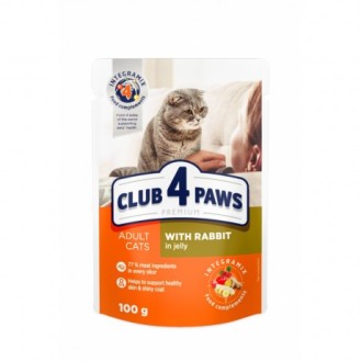 Club 4 Paws Premium With rabbit in jelly. Complete canned pet food for adult cats,100gr