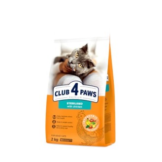 CLUB 4 PAWS Premium Sterilised. Сomplete dry pet food for adult sterilised cats, 2 kg
