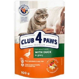Club 4 Paws Premium  With duck in gravy . Сomplete canned pet food for adult cats100gr