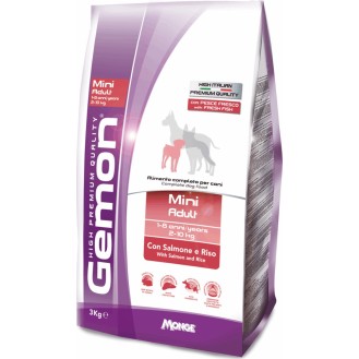 Gemon Mini Adult 3kg Dry Food for Adult Dogs of Small Breeds with Rice and Salmon
