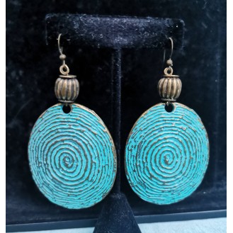 Fingerprint Turquoise Oval Earrings