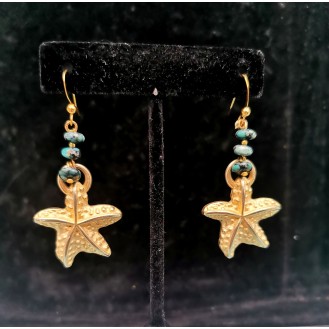 Golden Stars & Turquoise stones Earrings 