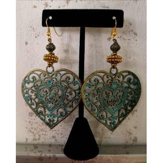 Antique Turquoise Heart Earrings 