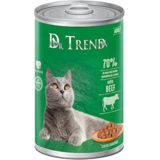 DR. TREND Complete canned pet food with beef in delicate sauce for adult cats of all breeds.400GR (Set 10pcs)