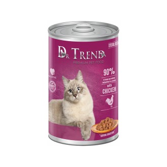 DR. TREND Complete canned pet food with chicken in delicate sauce for adult cats of all breeds 400GR ( Set 10pcs )