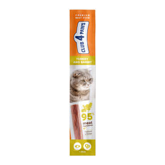 CLUB 4 PAWS Premium meaty stick: TURKEY. With RABBIT. Complementary pet food for cats, 0.50gr