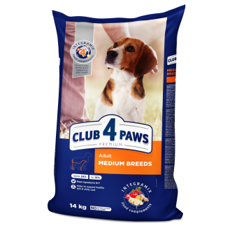 CLUB 4 PAWS Premium for medium breeds. Complete dry pet food for adult dogs, 14 kg
