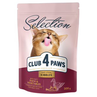 CLUB 4 PAWS Premium With duck and vegetables. Сomplete dry pet food for adult cats,0,3 kg