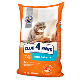 CLUB 4 PAWS Premium «With salmon». Сomplete dry pet food for adult sterilised cats, 14 kg