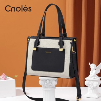 Leather women's bag CNOLES K105109C2243A Black and White