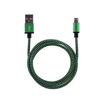 Braided MicroUSB Cable For Smartphones Fast Charging / Sync Green