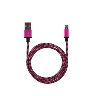 Braided MicroUSB Cable For Smartphones Fast Charging / Sync Pink